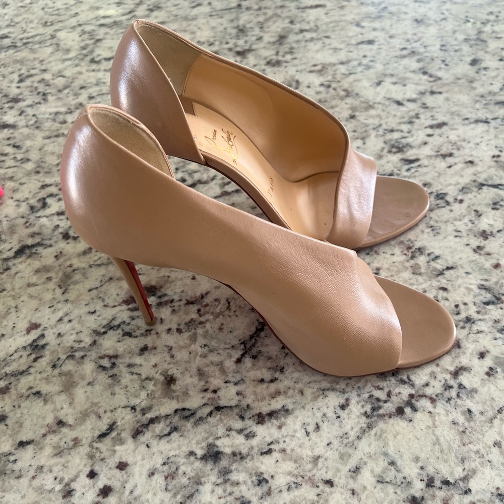 Christian Louboutin Nude Open Toe Heels